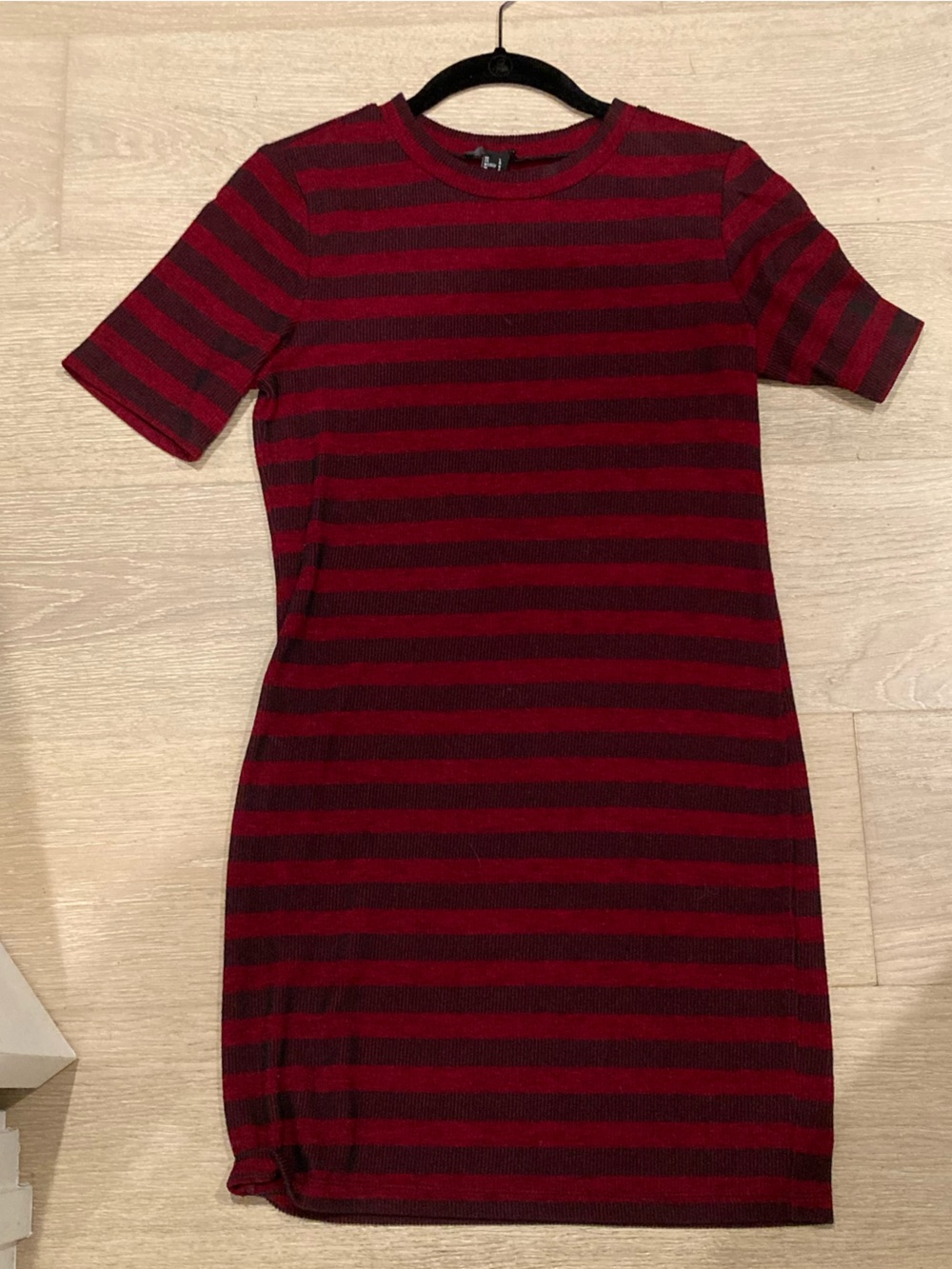 Forever 21 Burgundy and Black Ribbed Striped Dress